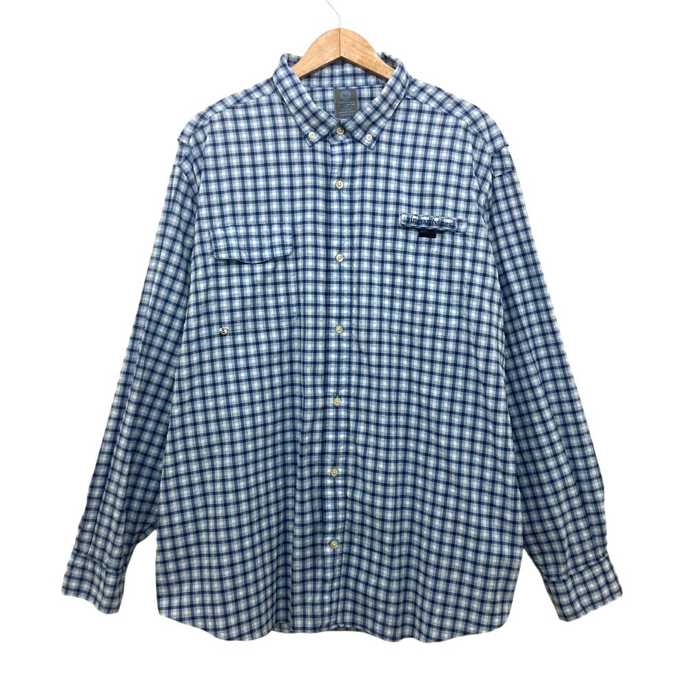 Vineyard Vines 2XL Harbor Gingham Performance Fishing Shirt Blue Casual